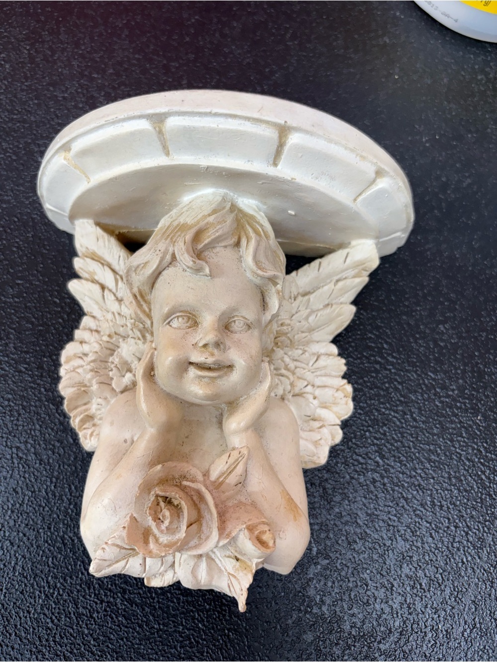 Vintage Hollywood regency style resin cherub shelf